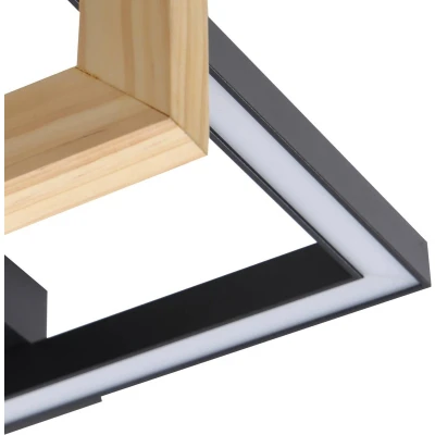 Afbeelding van Lindby LED plafondlamp 1licht Aluminium, kunststof, hout, ijzer H: 14.5 cm zwart, licht hout Inclusief lichtbron