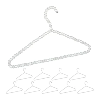Afbeelding van Relaxdays parel kleerhangers kledinghanger broekhanger 10 stuks broeklat kralen