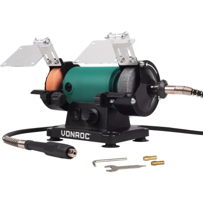 Afbeelding van VONROC Tafelslijpmachine / Multitool 150W 75MM met flexibele as Incl. 1x slijpsteen &amp; polijstschijf