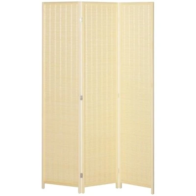 Afbeelding van HOMCOM Houten kamerscherm voor binnen, 3 panelen, 135 x 180 cm, ruimteverdeler, opvouwbaar, scheidingswand woonkamer, slaapkamer, huis, natuurlijk hout