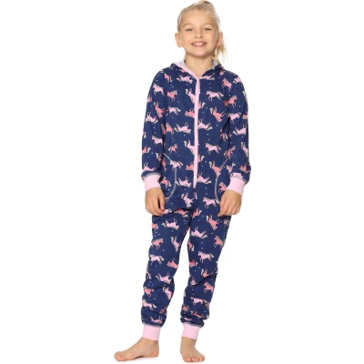 Afbeelding van Merry Style Kinder Pyjama ronde hals lange mouwen broek met zakken Katoen MS MS10 223 PJ Marineblau Einhorn 158 164