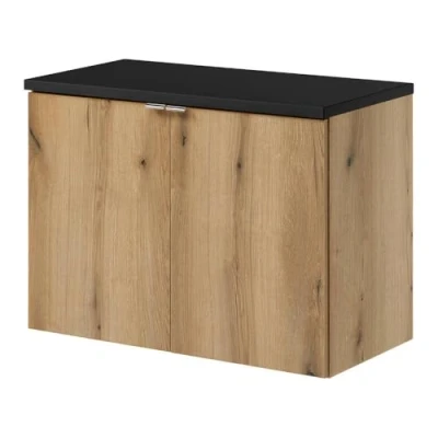 Afbeelding van Wastafelonderkast Newport 80x60x40 cm eikenkleurig en zwart [en.casa]