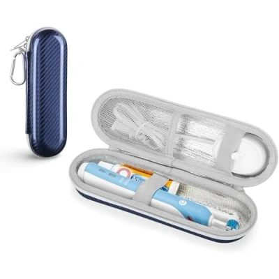 Afbeelding van Reisetui, tandenborstel, elektrisch voor Braun Oral B/Oral B Pro/Sonicare Electric Tandenborstel met accessoires, draagbare reisetui harde schaal (blauw).