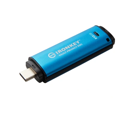Afbeelding van Kingston Technology IronKey VP50 USB flash drive 512 GB Type C 3.2 Gen 1 (3.1 1) Zwart, Blau