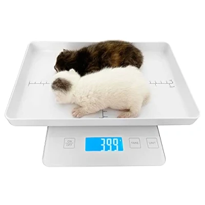 Afbeelding van Mini digitale dierenweegschaal voor pasgeborenen en kleine dieren, precisiegrammolf wegen, nauwkeurigheid ±0,03 oz, capaciteit 33 lbs, vijf eenheden schakelbaar, blauw