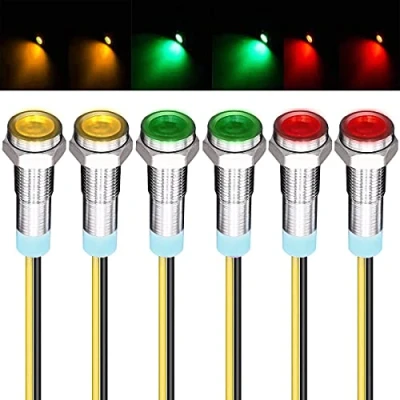 Afbeelding van GUUZI 6 stks 220V 230V 6mm LED paneel Pilot Dash Waarschuwingslampje Indicatielampje Lamp Lampen Directionele (Rood/Geel/Groen)