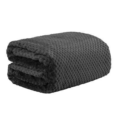 Afbeelding van Dreamscene Luxe wafel popcorn nerts zachte warme plaid over slaapbank deken 150 x 200 cm zwart