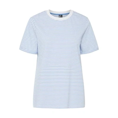 Afbeelding van Pieces Pcria SS FOLD UP TEE Stripes NOOS Tshirt print Bright white, Dames, Maat: XL, white