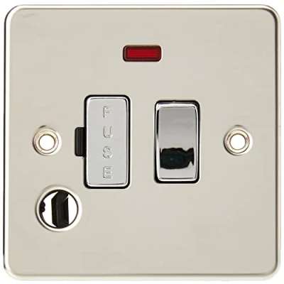 Afbeelding van Knightsbridge FP6300FPC FPAV6300FPAVC platte plaat 13A geschakelde gesmolten sporeneenheid met Neon en Flex Outlet gepolijst Chrome, 230 V