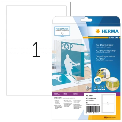 Afbeelding van HERMA DVD Einleger A4 wit 273x183 mm nicht klebend 25 St.