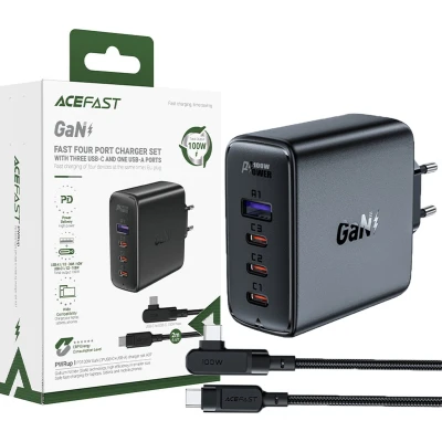 Afbeelding van ACEFAST Wall Charger A37 PD100W GAN, 4 x USB, 100 W (zwart)