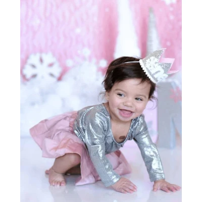 Afbeelding van Glamour romper Zilver 74 baby Cadeau kraamcadeau feestelijke outfit kerst