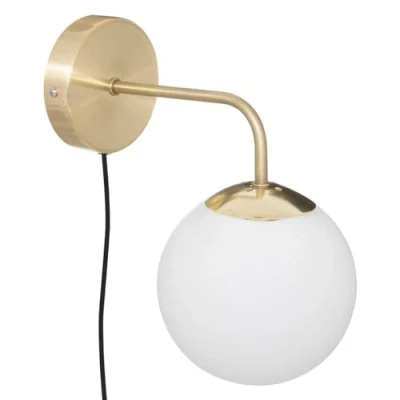 Afbeelding van Atmosphera wandlamp van glas en metaal, goudkleurig