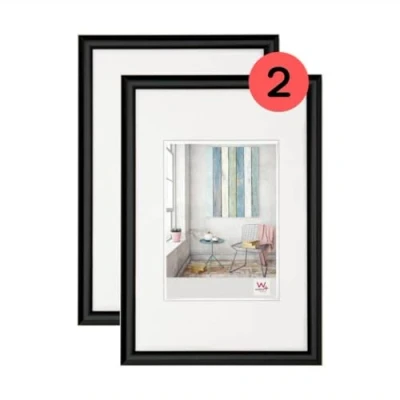 Afbeelding van walther design fotolijst zwart 30 x 45 cm double pack, Trendstyle kunststof lijst KP045BD