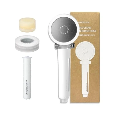 Afbeelding van BODIBEAM Handheld Koreaanse douchekop met vitamine C, voor hard water, douchekop, filter, zachte waterfilter, eenvoudige installatie