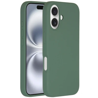 Afbeelding van Apple iPhone 16 MagSafe Hoesje Siliconen en TPU (zacht) Accezz Softcase/Backcover Donkergroen Telefoonhoesje