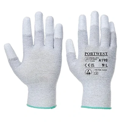 Afbeelding van Portwest A198 Antistatische PU Vingertop Veiligheidshandschoen Grijs, XS