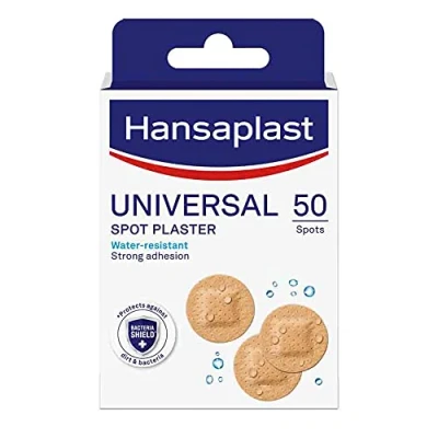 Afbeelding van Hansaplast Universele Spots Plasters Waterbestendig en Sterke hechting, 50 strips