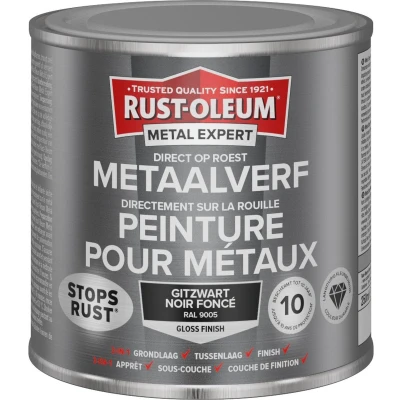 Afbeelding van rust oleum metal expert metaalverf gloss ral 9005 250 ml