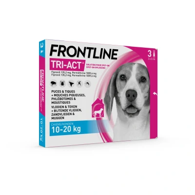 Afbeelding van Frontline Tri Act Anti Vlooien en Teken Druppels M 3 pipetten