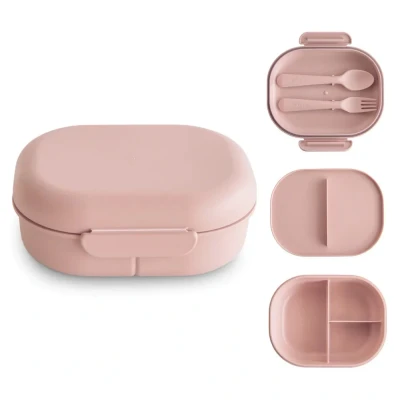 Afbeelding van Mushie lunchbox met bestek blush