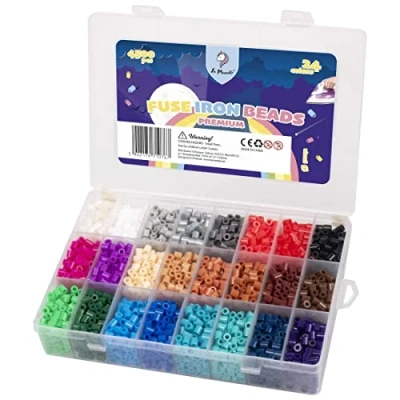 Afbeelding van La Manuli Strijkkralen Midi (5mm) 4500 stuks Donkere Kleuren, Gesorteerd + Organizer, Compatibel met Pyssla Srijkkralen