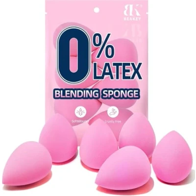 Afbeelding van BEAKEY 6 Stuks Make up Spons Set, Stichting Mengen Schoonheid Spons, Roze Sponzen