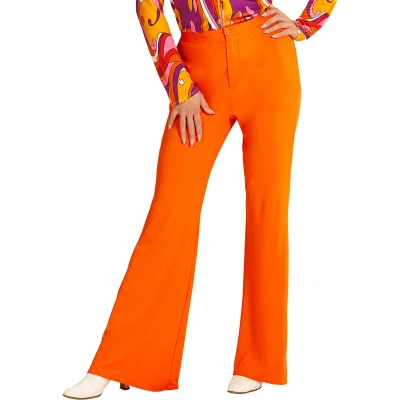 Afbeelding van Widmann Hippie Kostuum Groovy Gwendolyn 70s Dames Broek, Oranje Vrouw Small / Medium Carnavalskleding Verkleedkleding