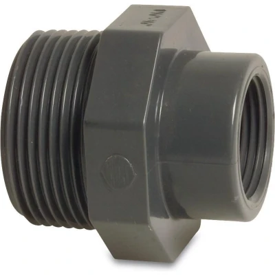 Afbeelding van PVC U Soknippel verlopend 1 x 3/4 inch, buitendraad binnendraad