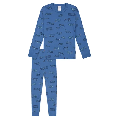 Afbeelding van Schiesser jongens pyjama set, Blauw_181862, 98
