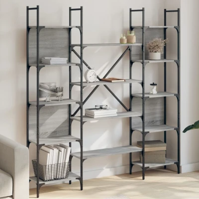 Afbeelding van Boekenkast 155,5x24x166,5 cm bewerkt hout grijs sonoma eiken