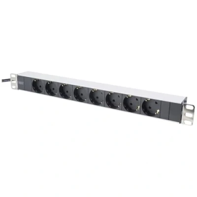 Afbeelding van Digitus DN 95401 19 inch Stekkerdoos voor patchkast 1 HE Geaarde contactdoos Incl. 2 metalen houders Zwart