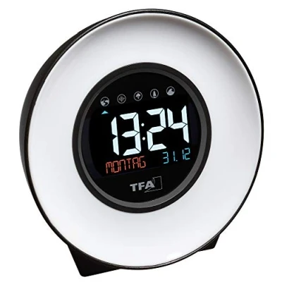 Afbeelding van TFA Dostmann digitale lichtwekker met natuurgeluiden en kleurwisseling stemmingslicht MOODLIGHT, 60.2023.02, kleurendisplay, sleeptimer, oplaadfunctie via USB poort, wit, (L)138 x (B)92 (H)139 mm