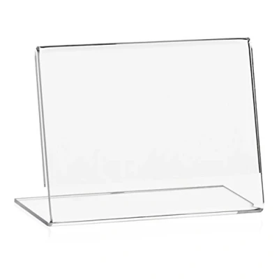 Afbeelding van Vitadisplays® reclamedisplays, DIN A7, L standaard in liggend formaat, prijshouder, 10,5 x 7,4 cm, transparant, van origineel Plexiglas®, 10 stuks