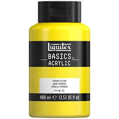 Afbeelding van Liquitex Basics 8870339 Monopigmenteerde acrylverf, kunstenaarspigmenten, lichtecht, gemiddelde viscositeit, archiefkwaliteit, zijdeglanzende afwerking, 400ml Primary Yellow