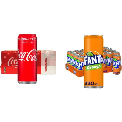 Afbeelding van Coca Cola Regular &amp; Fanta Orange sleekcan Combi 2x 24x33 cl NL