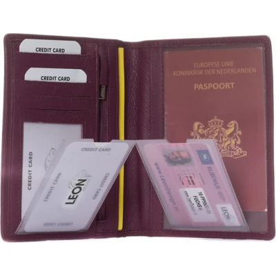 Afbeelding van Paspoort hoesje Klein Leer Fuchsia