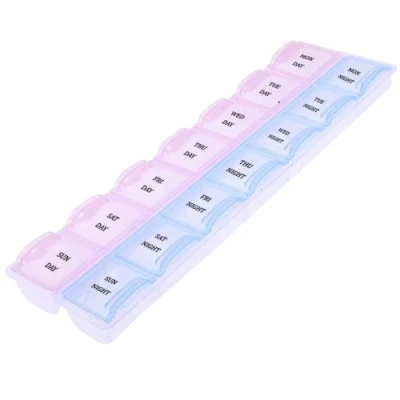 Afbeelding van Pillen Doos 7 Dagen Wekelijkse Tablet Geneeskunde Houder Opslag Organizer (2 Rijen Willekeurige Kleur)