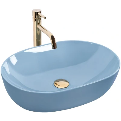 Afbeelding van Rea Lisa Opzetwastafel Blauw 49X35X14Cm