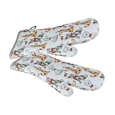Afbeelding van SPOTTED DOG GIFT COMPANY Ovenwanten, Hittebestendige Katoen Ovenhandschoenen voor Koken Bakken met Schattige Hond Ontwerp, Keuken Cadeaus Hondenliefhebbers, 1 paar 35cm x 17cm