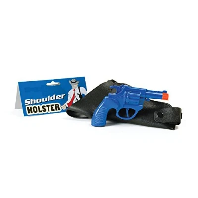 Afbeelding van Verkleed maffia revolver blauw met schouder holster Verkleedattributen
