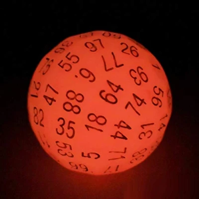 Afbeelding van Bescon Glowing Polyhedral 100 Sides Dice Cerise Red, Luminous D100 Dice, Sided Cube, Glow in Dark Game