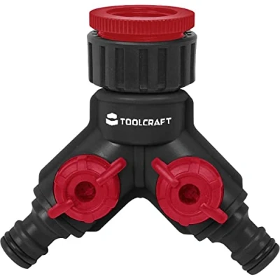 Afbeelding van TOOLCRAFT 2302363 Kunststof 2 weg verdeler Steekkoppeling Waterstop, Met reguleerventiel