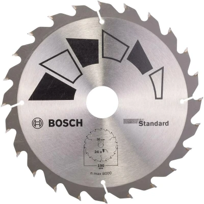 Afbeelding van Bosch 1x Cirkelzaagblad Standard (zaagblad voor Hout, Ø 190 x 2.2/1.5 30/24 mm, 24 Tanden, ATB, met Reduceerring Accessoires Cirkelzagen)