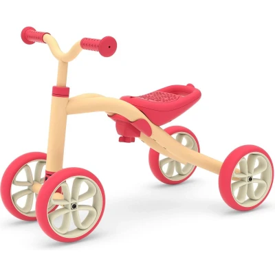 Afbeelding van Chillafish Quadie vierwieler voor kinderen van 1 3 jaar, verstelbare zithoogte, opbergruimte in het zitje, wielen zijn geluidloos en maken geen krassen, met leuke stickers, Perzik Peach