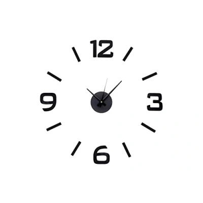 Afbeelding van MPM Quality DIY Black Wall Clock 3D wandklok, modern design EVA materiaal wandklokken, wandtattoo, decoratie voor woonkamer kinderkamer (zwart)