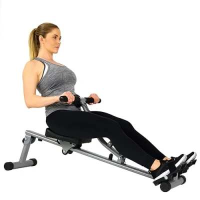 Afbeelding van Sunny Health &amp; Fitness SF RW1205 Roeitoestelrower met 12 traps aanpasbare hydraulische weerstand, digitale monitor en max. 100 kg gewicht, ergometer, trainingscomputer, roeimachine voor thuis.