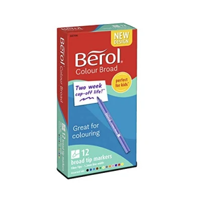 Afbeelding van Berol Colour Broad Brede vezelpen (kleurrijk gesorteerd) 12 stuks