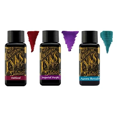 Afbeelding van Diamine 30ml Fountain Pen Ink 3 Pack Oxblood &amp; Imperial Purple Aurora Borealis