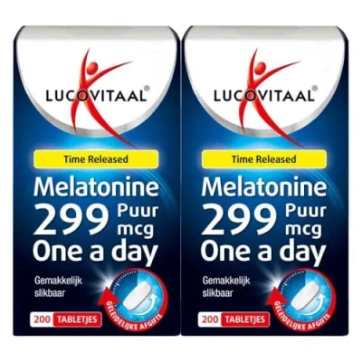 Afbeelding van 2+2 gratis: 2x Lucovitaal Melatonine Puur 0,299mg Time Released 200 tabletten